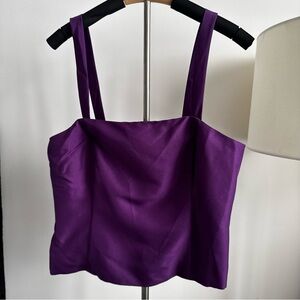 Vintage Ann Taylor LOFT Purple Silk Corset-Style Top Size 6 Y2K